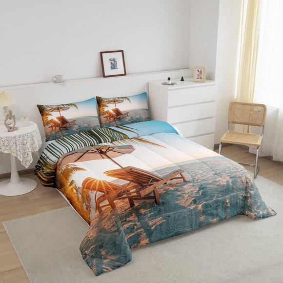 New 2 Piece Beach Vacation Comforter Set • Twin Size - Picture 3 of 4